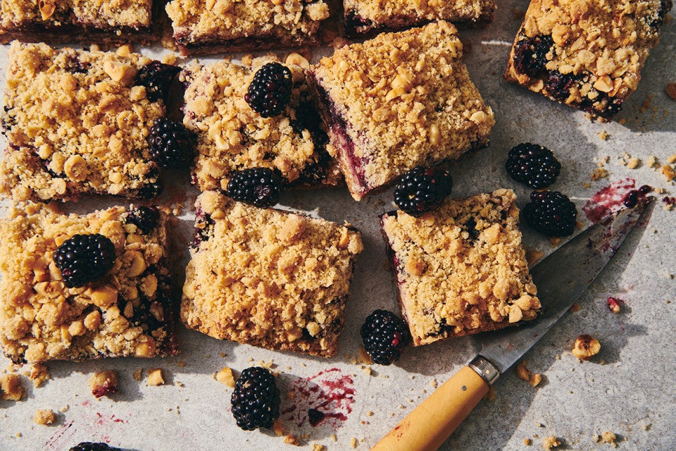 Blackberry Coconut Bars with Hazelnut Crumble 