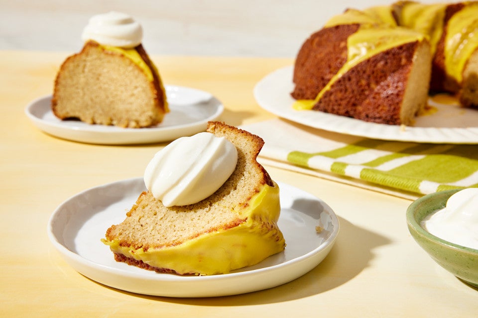 Dried Lime Pound Cake with Saffron Glaze 