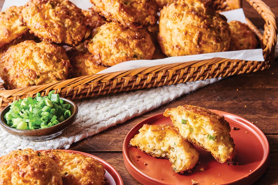 Scallion and Cheddar Cathead Biscuits 