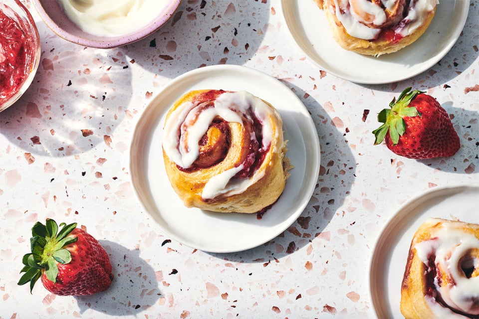 Roasted Strawberry Cream Cheese Rolls
