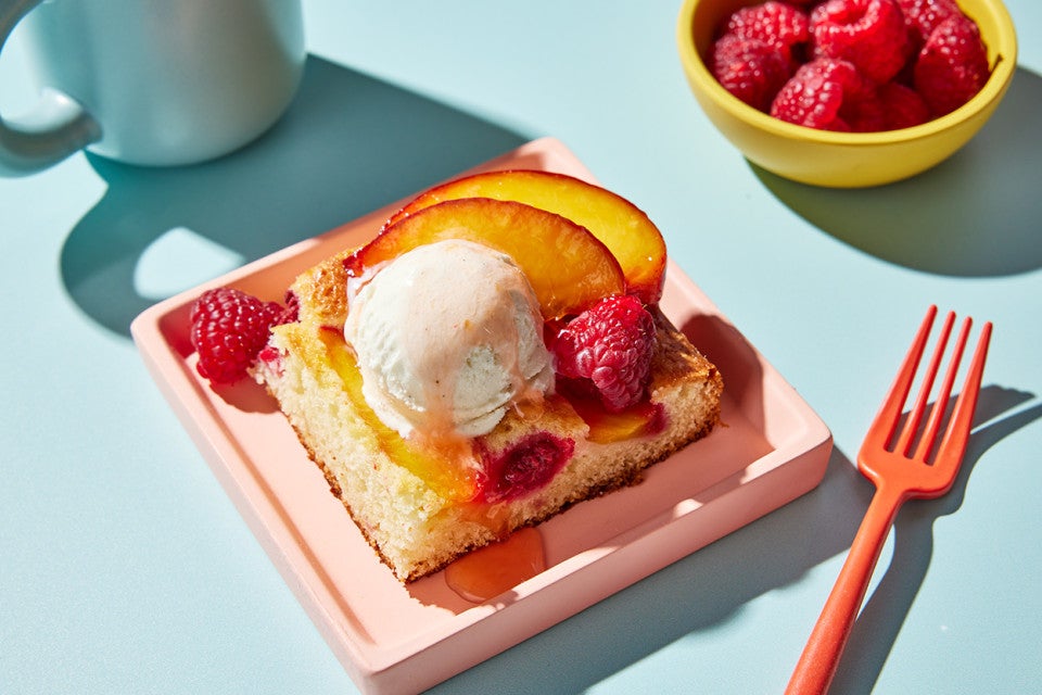 Peach Melba Snacking Cake 