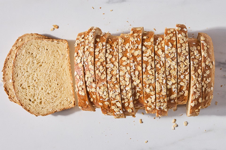 Back-of-the-Bag Oatmeal Bread sliced