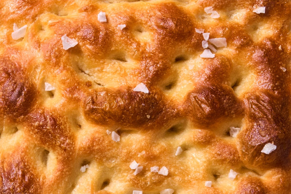 Close-up shot of Sourdough Focaccia