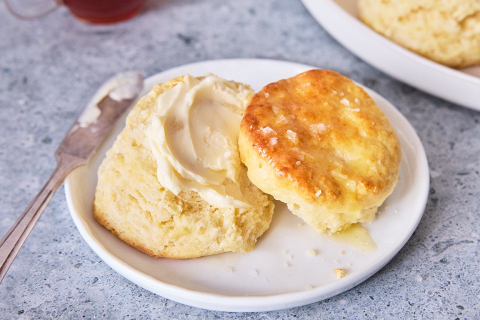 3-Ingredient Buttermilk Biscuits on a plate with butter