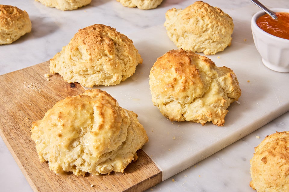 Cathead Biscuits on a serving tray