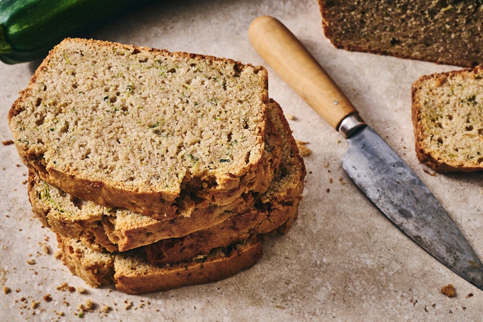 Almond Flour Zucchini Bread sliced and stacked