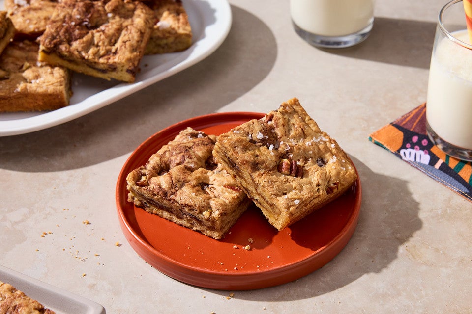 Banana Bread Bars served on a plate