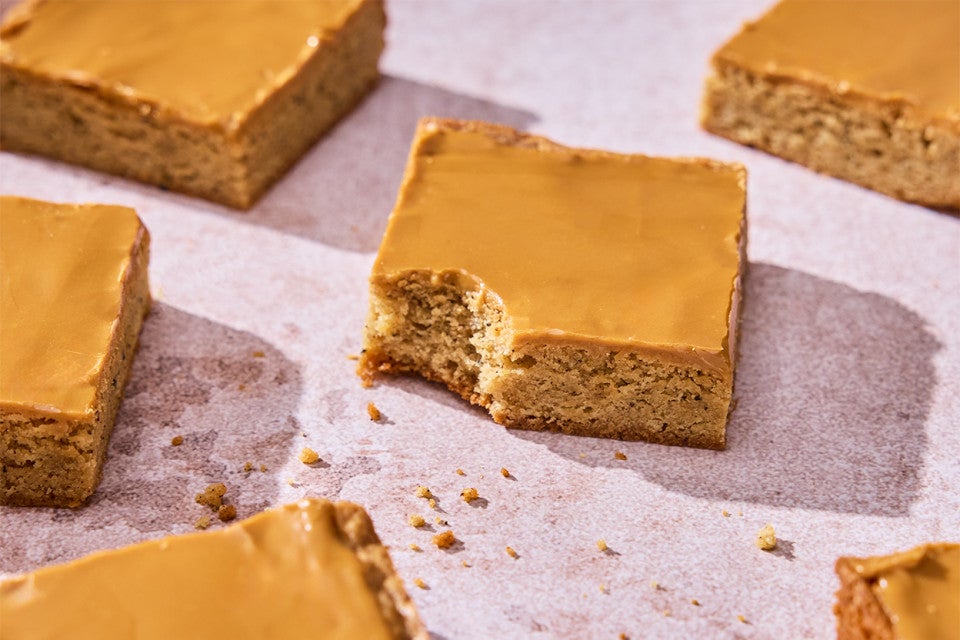 Dirty Chai Bars with a bite taken out