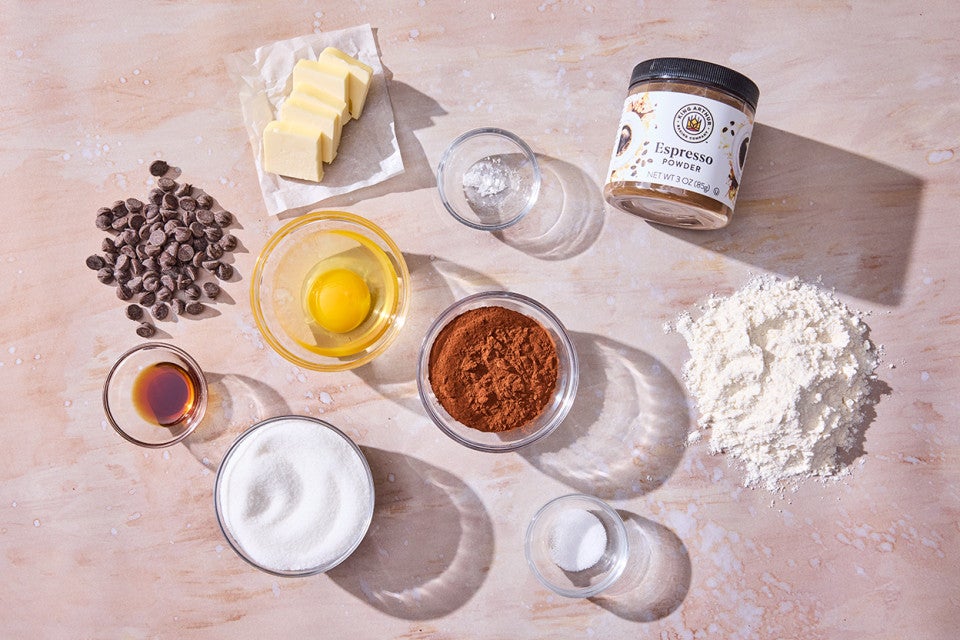 Small-Batch Brownies ingredients laid out