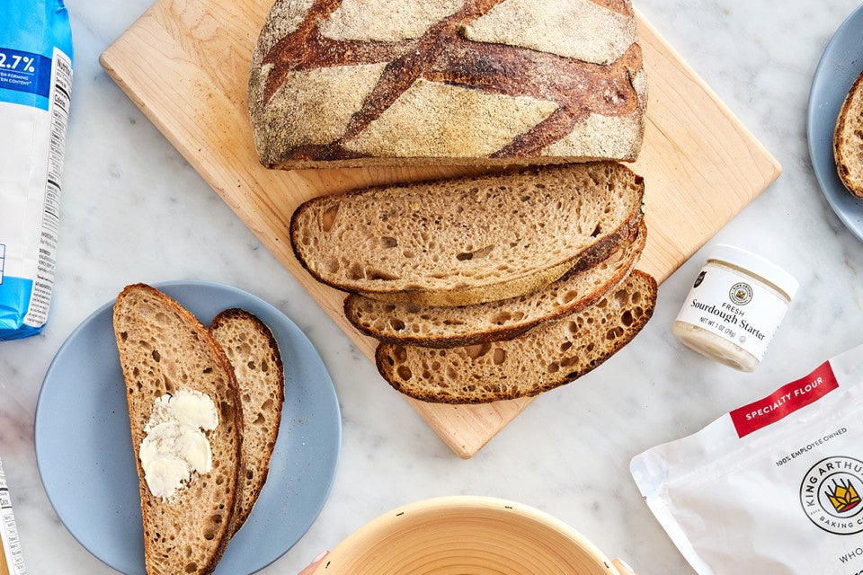 Classic Miche sliced on a cutting board