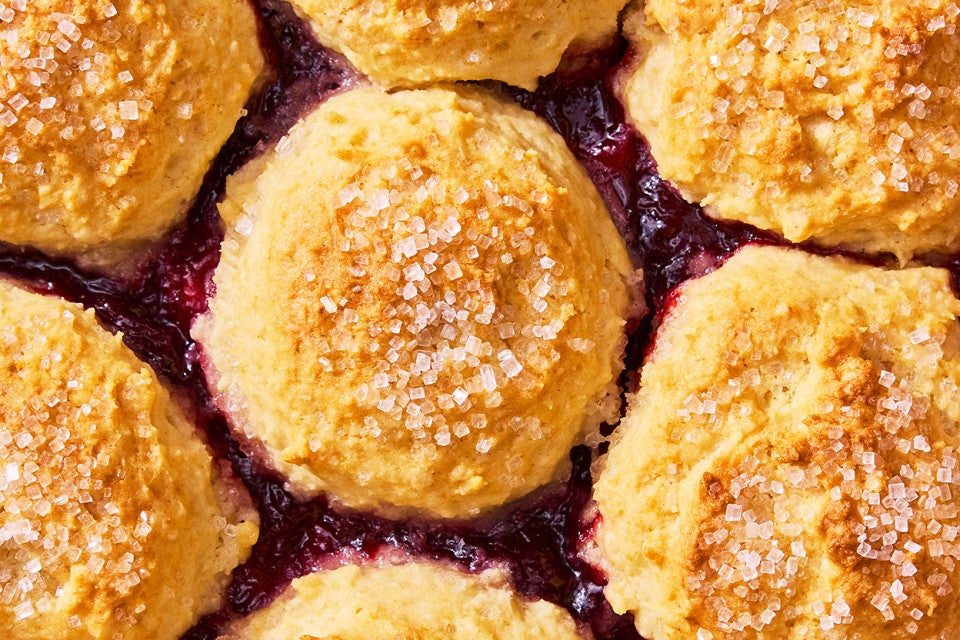 Close-up of Buttermilk Biscuit Cherry Cobbler