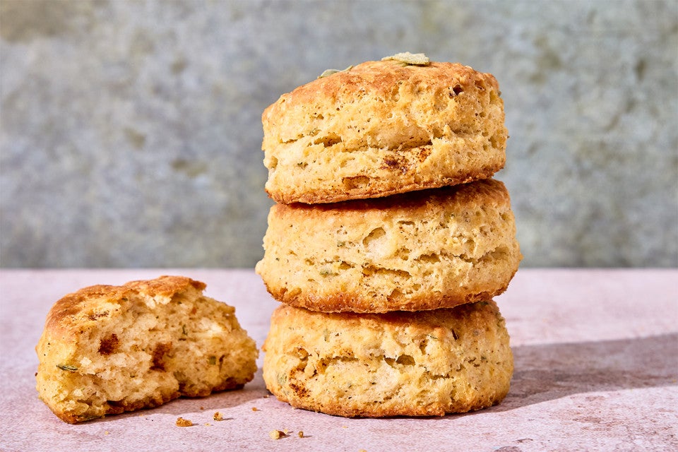A stack of Brown Butter Sage Biscuits