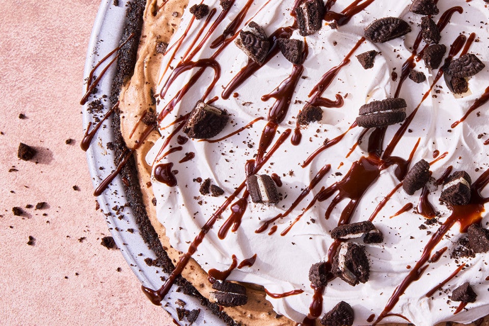 Close-up of a whole Mocha Madness Ice Cream Pie