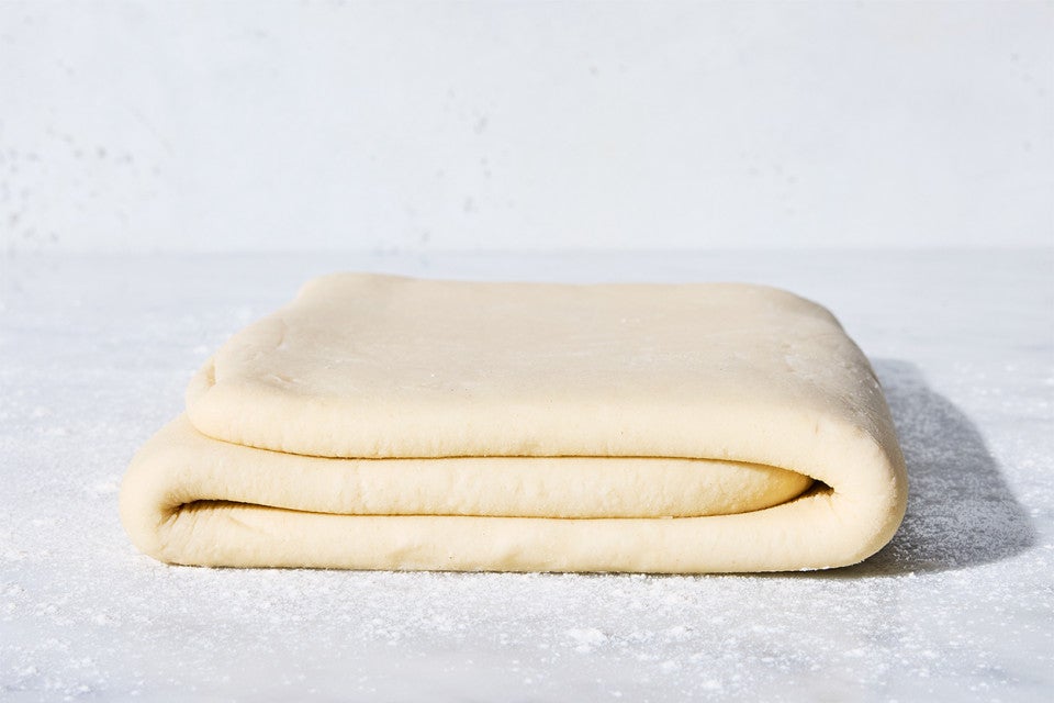 Dough for Classic Puff Pastry (Pâte Feuilletée) on a table