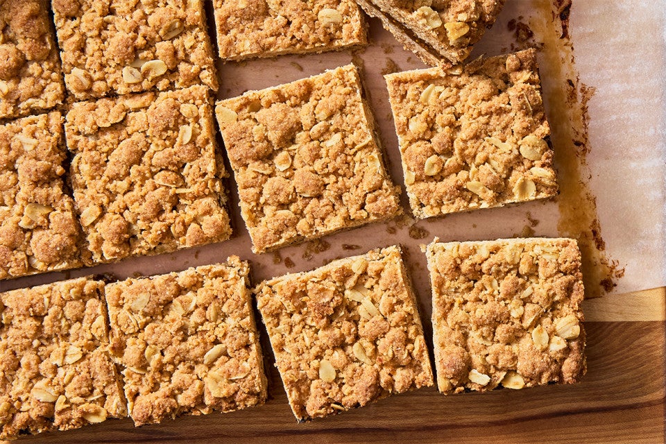 Brown Sugar and Oat Fig Bars on a cutting board