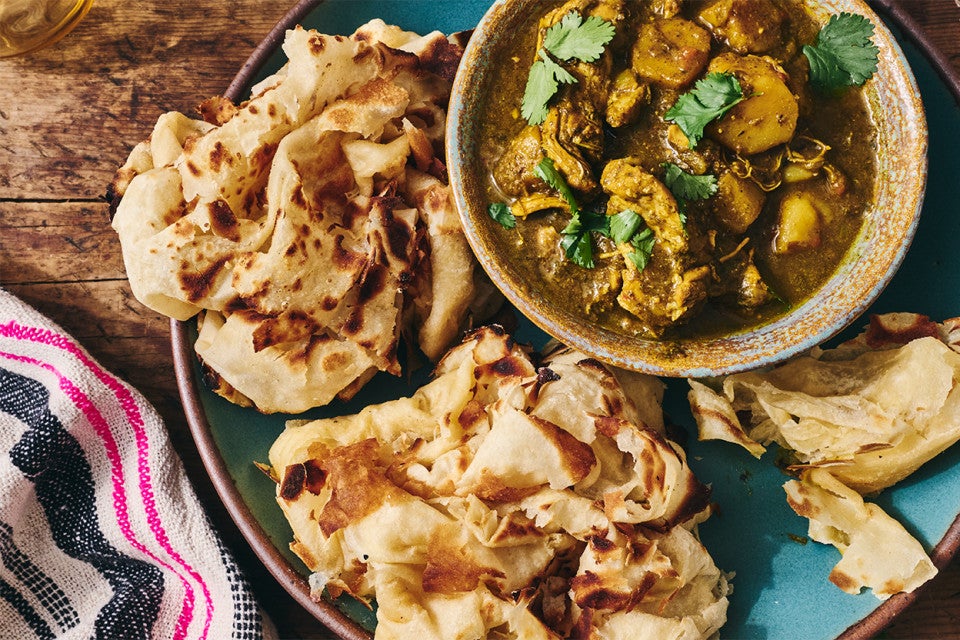 Buss Up Shut (Paratha Roti) on a plate