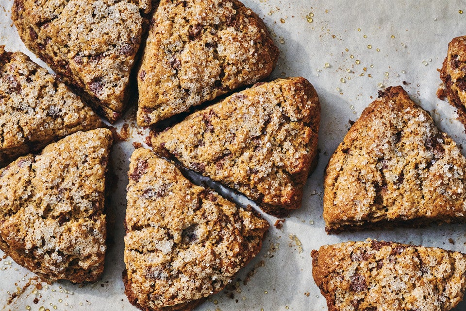 Cinnamon Whole Wheat Scones on parchment paper