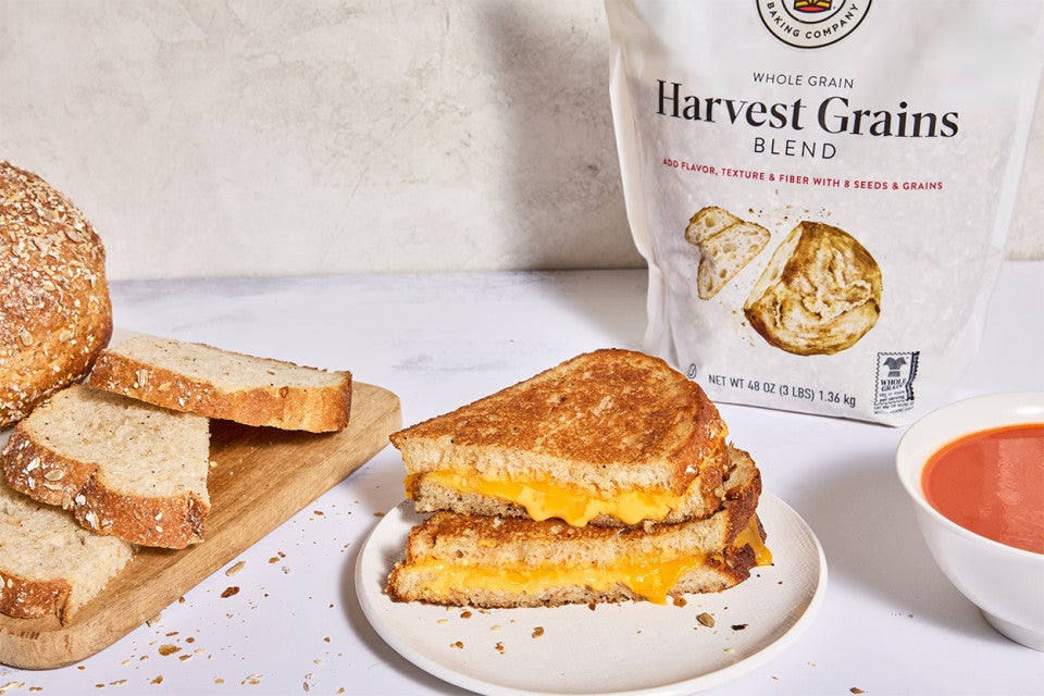 Baker's Grain Sourdough Bread made into a grilled cheese sandwich
