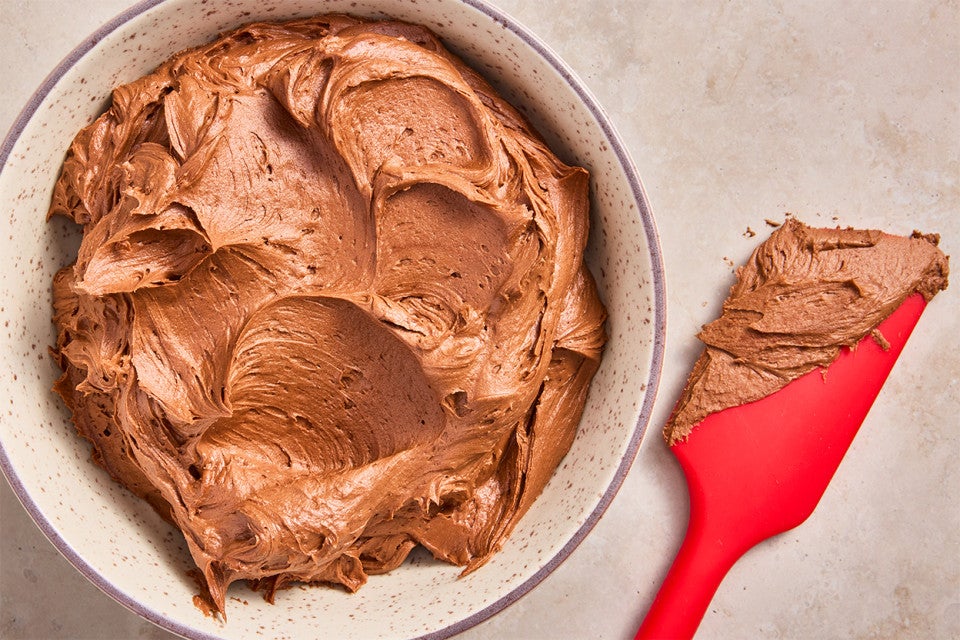 Chocolate Buttercream frosting in a bowl