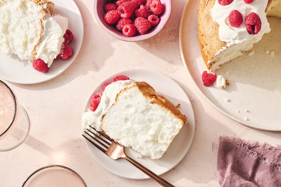 A slice of Gluten-Free Angel Food Cake on a plate