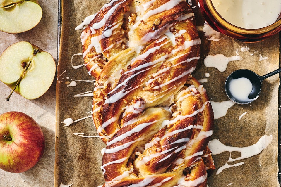 Cinnamon Apple Twist Bread on parchment paper
