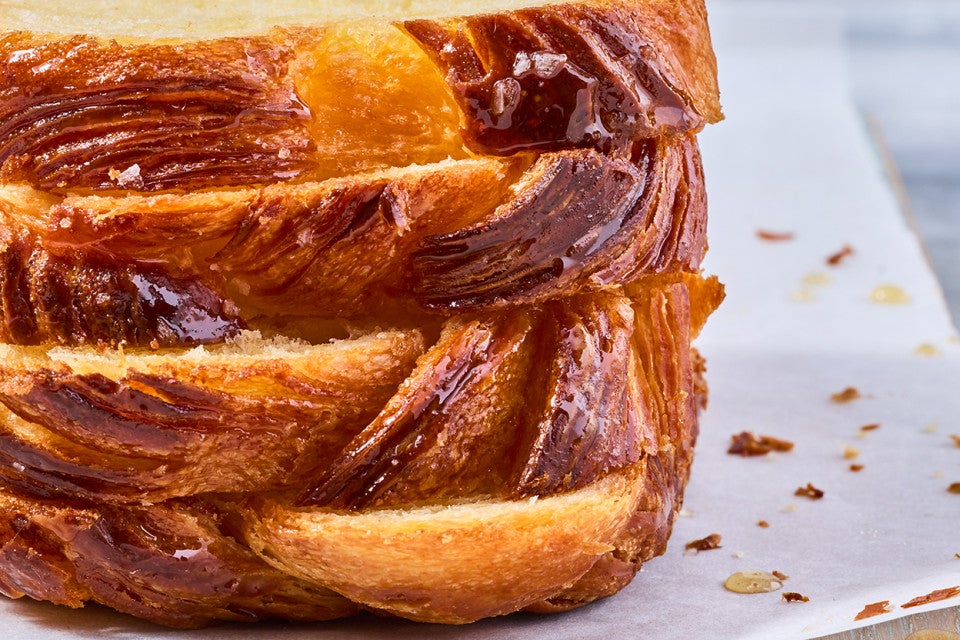 Laminated Challah sliced and stacked