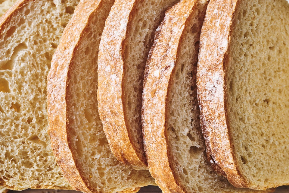 Detailed photograph of slices of classic sandwich bread.