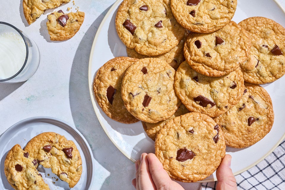 Cream Cheese Chocolate Chip Cookies on a plate
