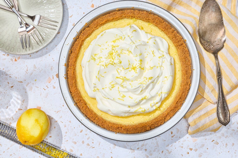 Lemon Cream Pie in a pie pan.