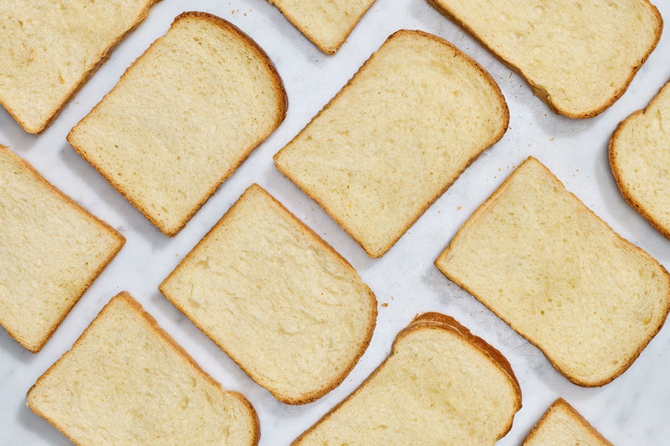 Sourdough Milk Bread arranged on a countertop seen from above