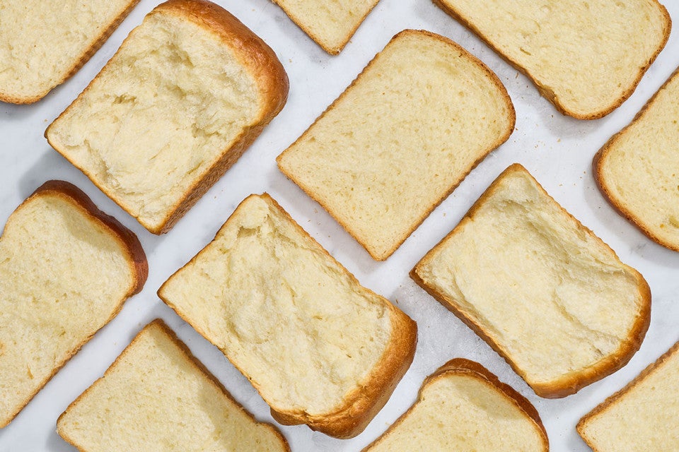 Sourdough Milk Bread arranged on a countertop seen from above
