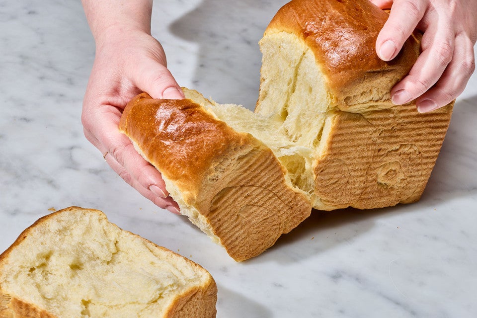Sourdough Milk Bread being pulled apart