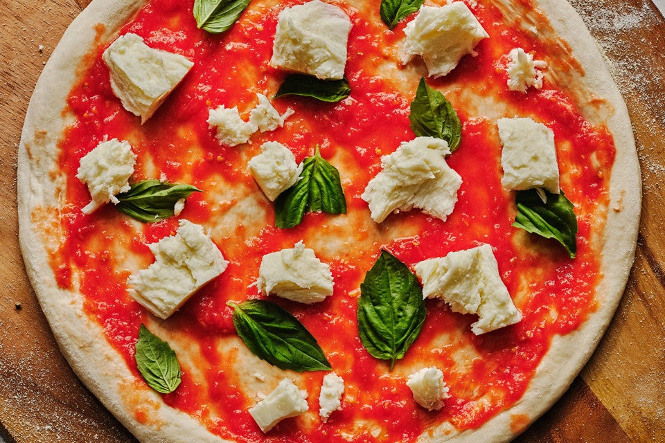 Margherita Pizza before baking.