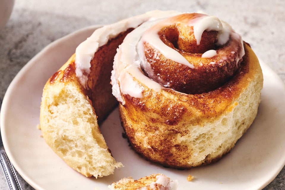 Side view showing the interior or a Sourdough Cinnamon Roll