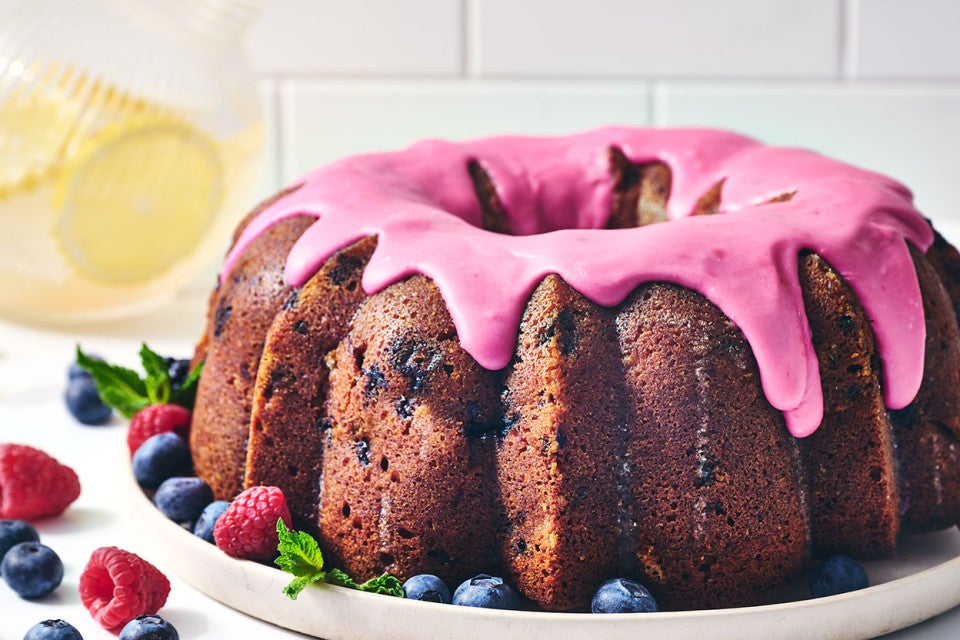 Berry Bliss Bundt Cake on a white plate