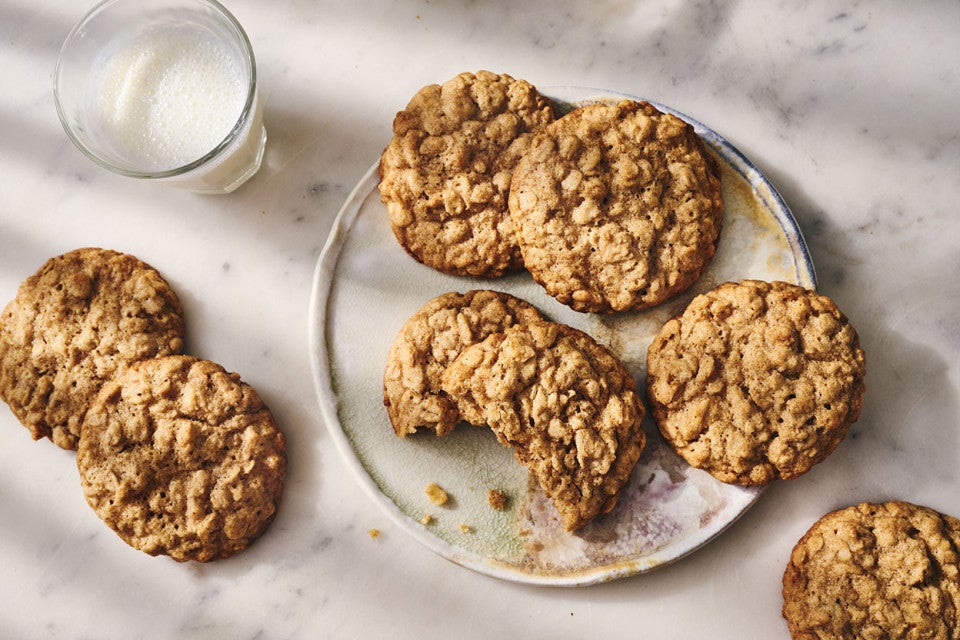 Oatmeal Cookies seen from above on a plate