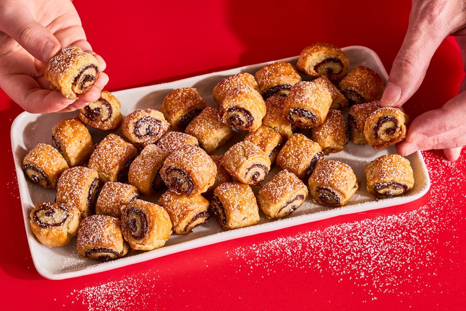 Chocolate Croissant Cookies on a small platter