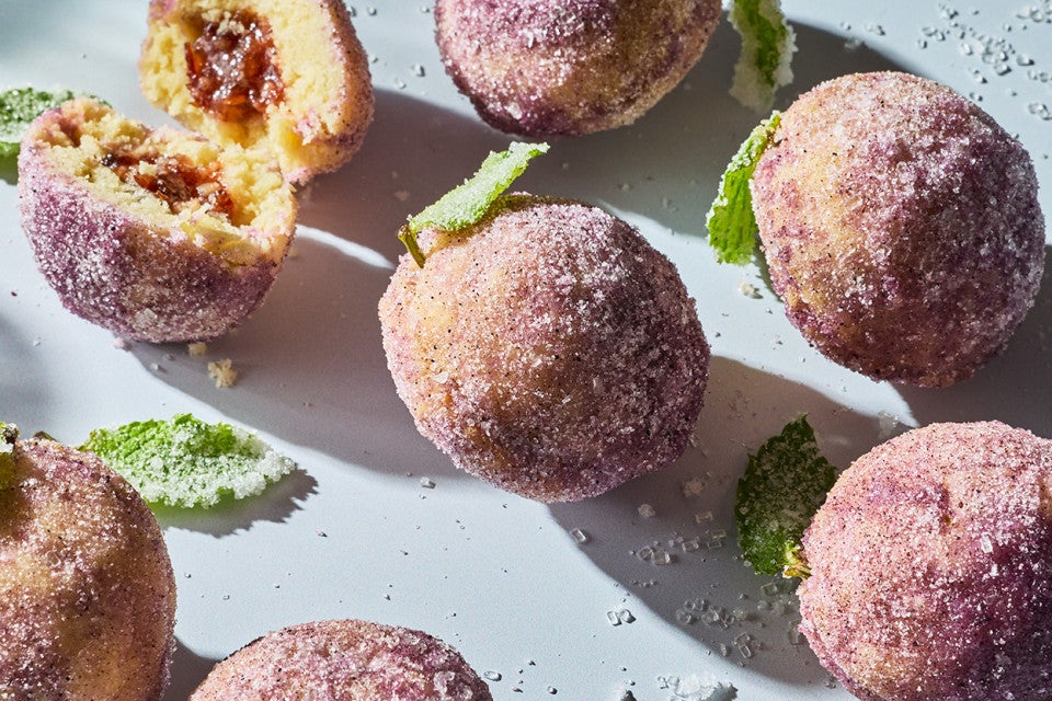 Sugar Plum Cookies on a counter with dramatic shadows