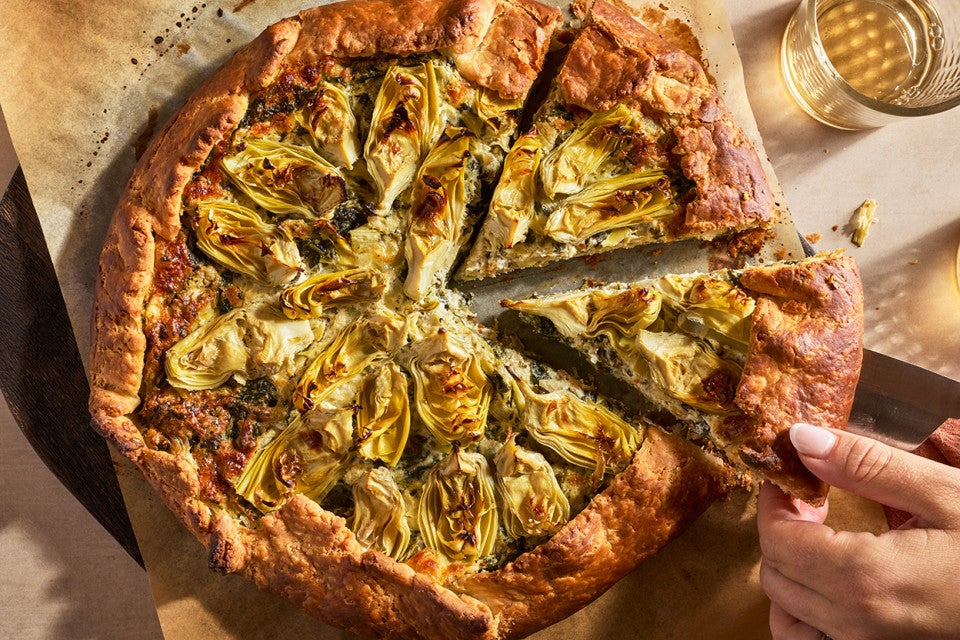 Spinach Artichoke Galette seen from above