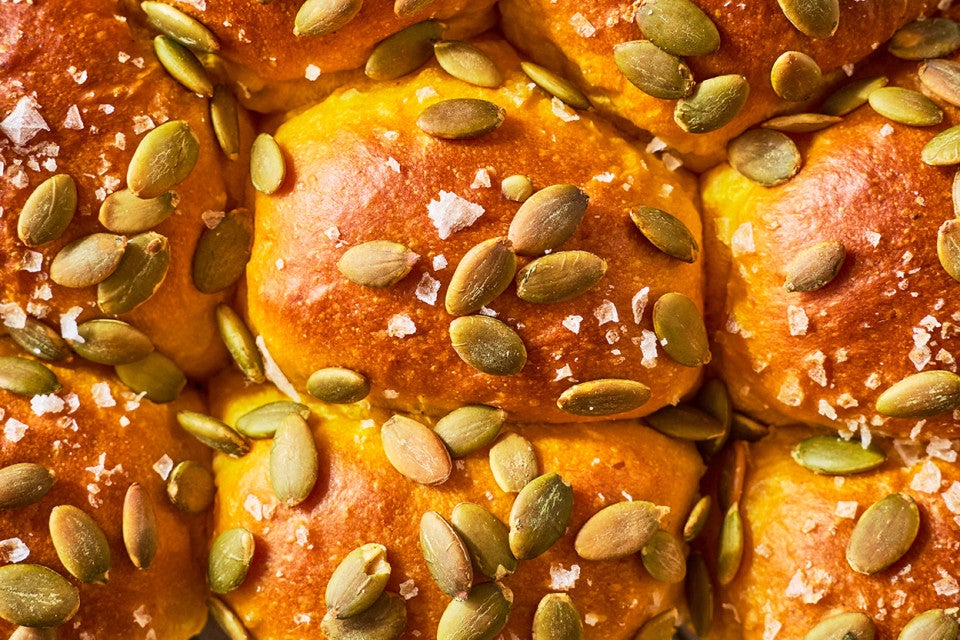 Detailed close up of Pumpkin Milk Bread from above