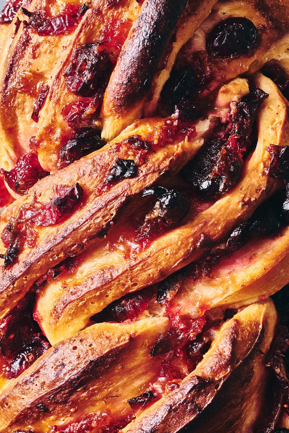 Close up of the top of Cranberry Orange Babka
