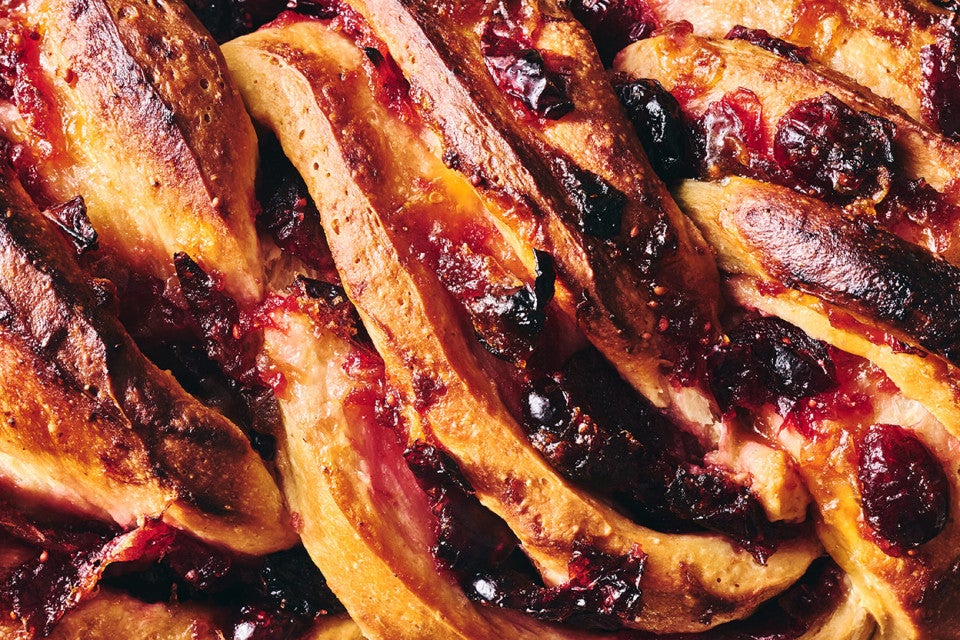 Close up of the top of Cranberry Orange Babka