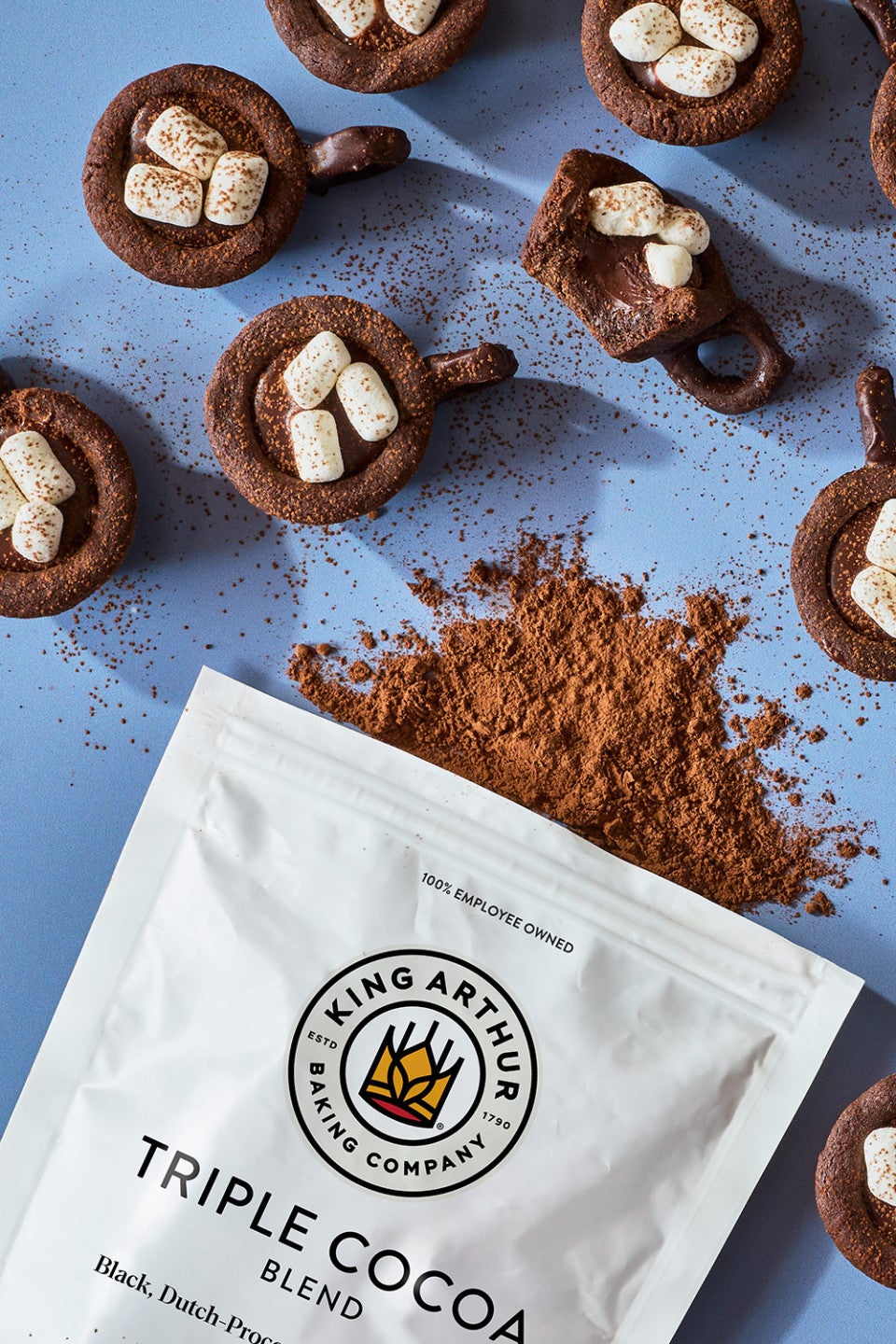 Hot Cocoa Cookies and a bag of triple cocoa blend from King Arthur Baking