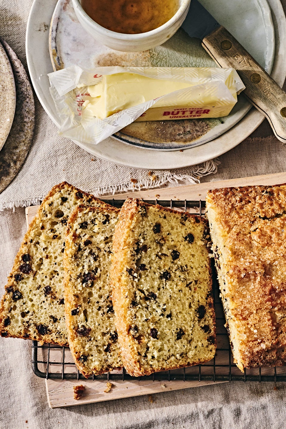 American Irish Soda Bread sliced and seen from above