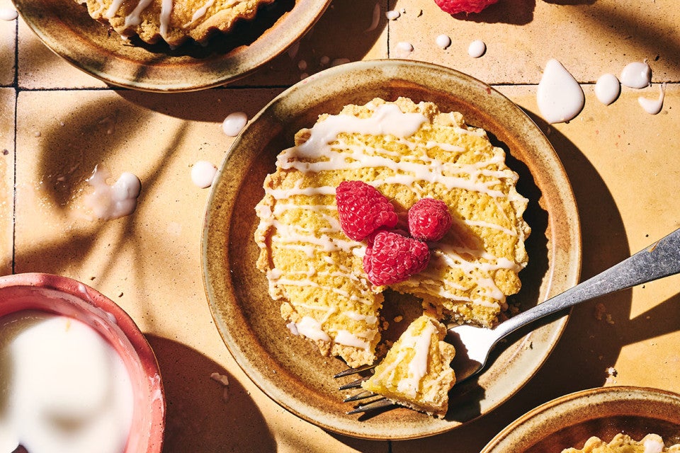 A Mini Almond Tart on a plate