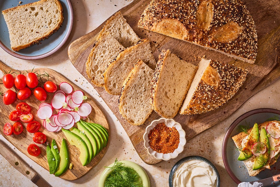 No-Knead Everything Bread seen from above