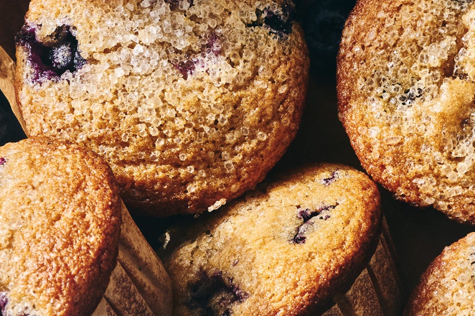Close up of Whole Wheat Blueberry Muffins