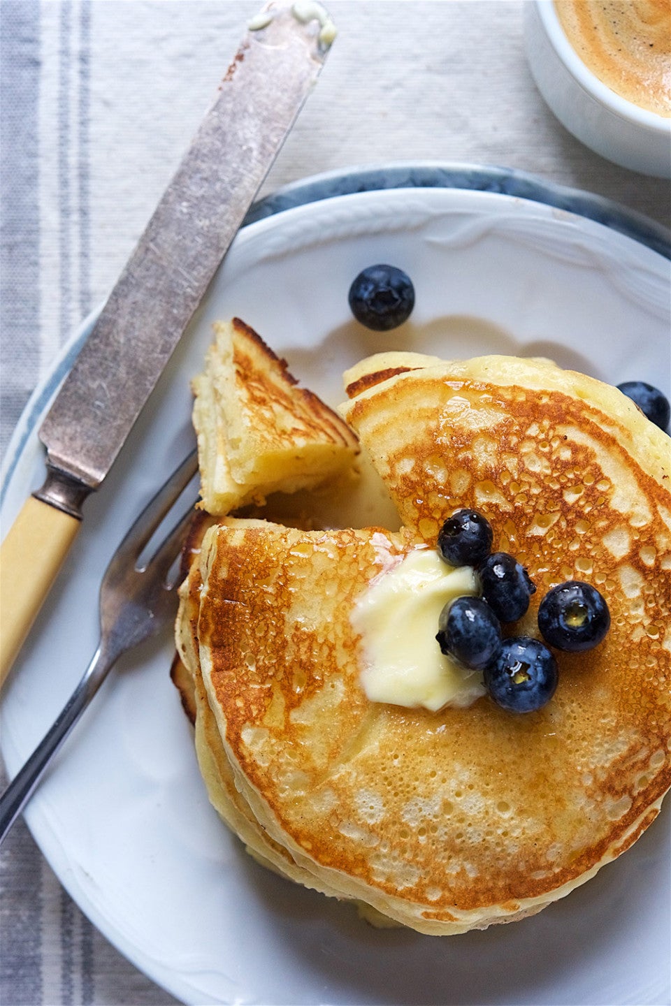 Simply Perfect Pancakes seen from above on a plate
