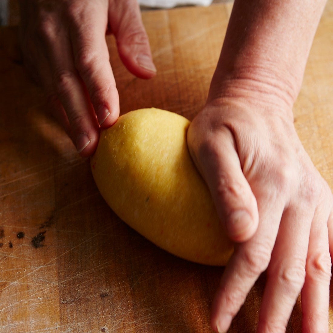 Kneading pasta dough