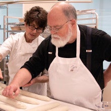 Inspecting bread dough in the King Arthur Baking school in Burlington, Washington